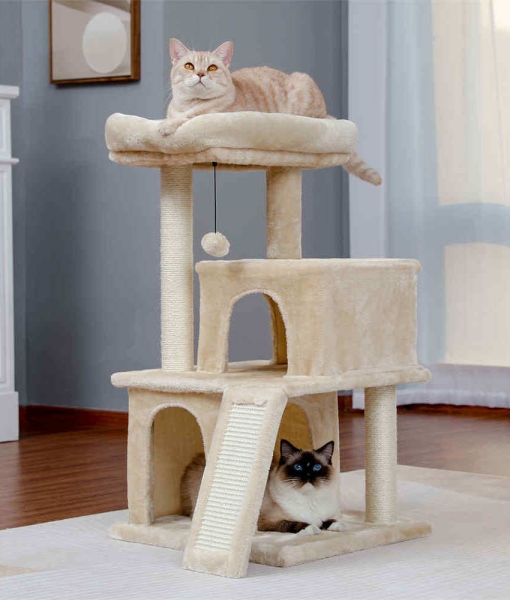 modern cat tree Luxury 34 Inches Cat Tower with Double Condos