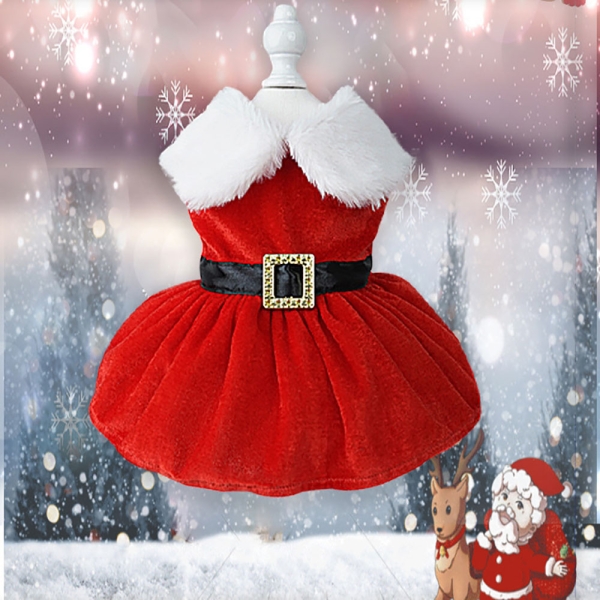 Dog christmas clothes  winter New Year outfit with polyester material