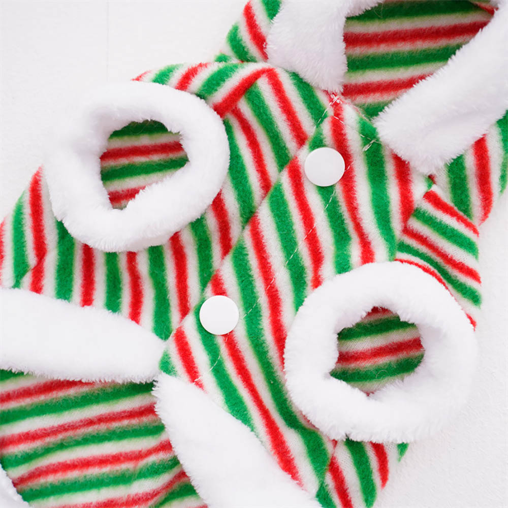 Warm plush striped antlers pet christmas outfit - Dog Apparel - 3