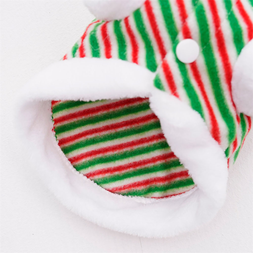 Warm plush striped antlers pet christmas outfit - Dog Apparel - 2